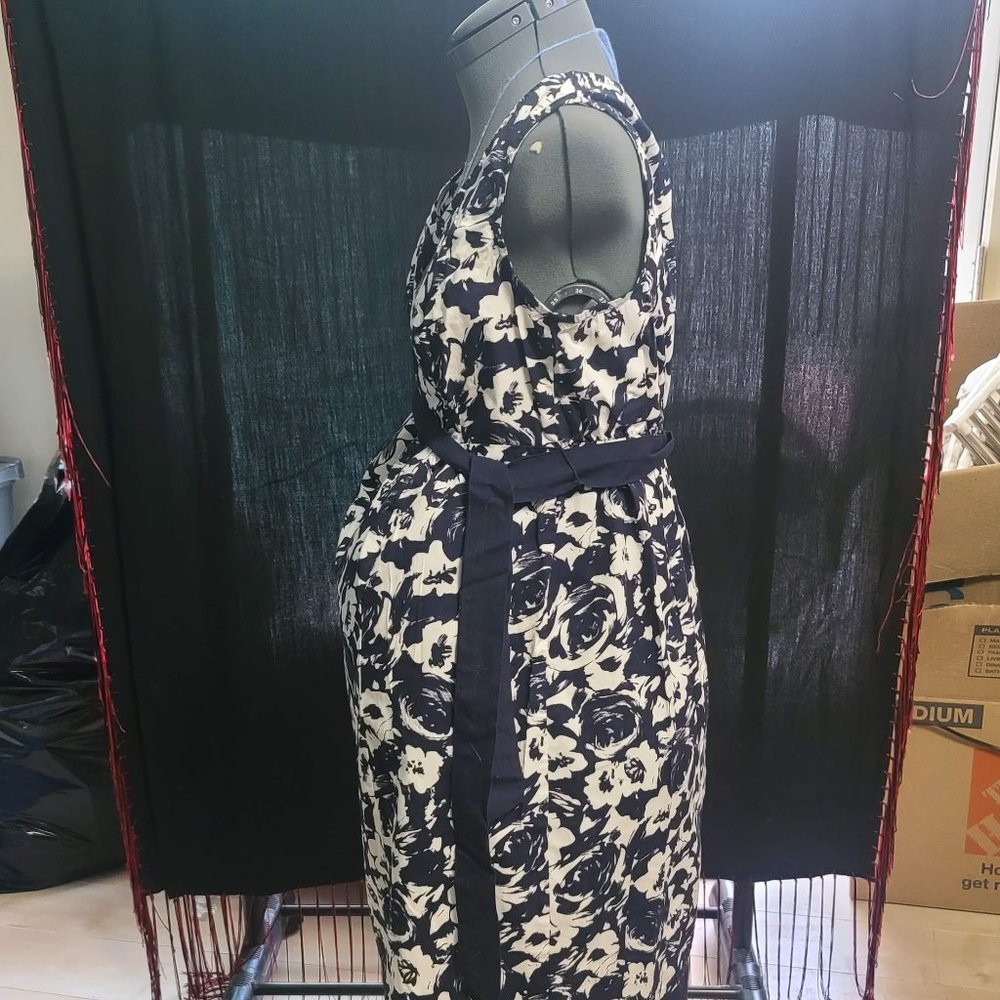 Navy Blue Dress with White Flowers (Maternity)